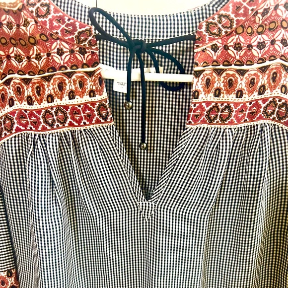 Veronica Beard Rosie Gingham Peasant Boho top 100% silk women’s Size 0 - Picture 5 of 8